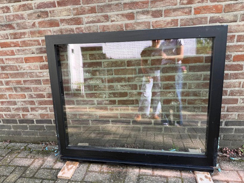 Raam alluminium profielen en dubbel glas, Doe-het-zelf en Bouw, Ophalen, Gevelraam of Ruit, 80 tot 120 cm, Zo goed als nieuw
