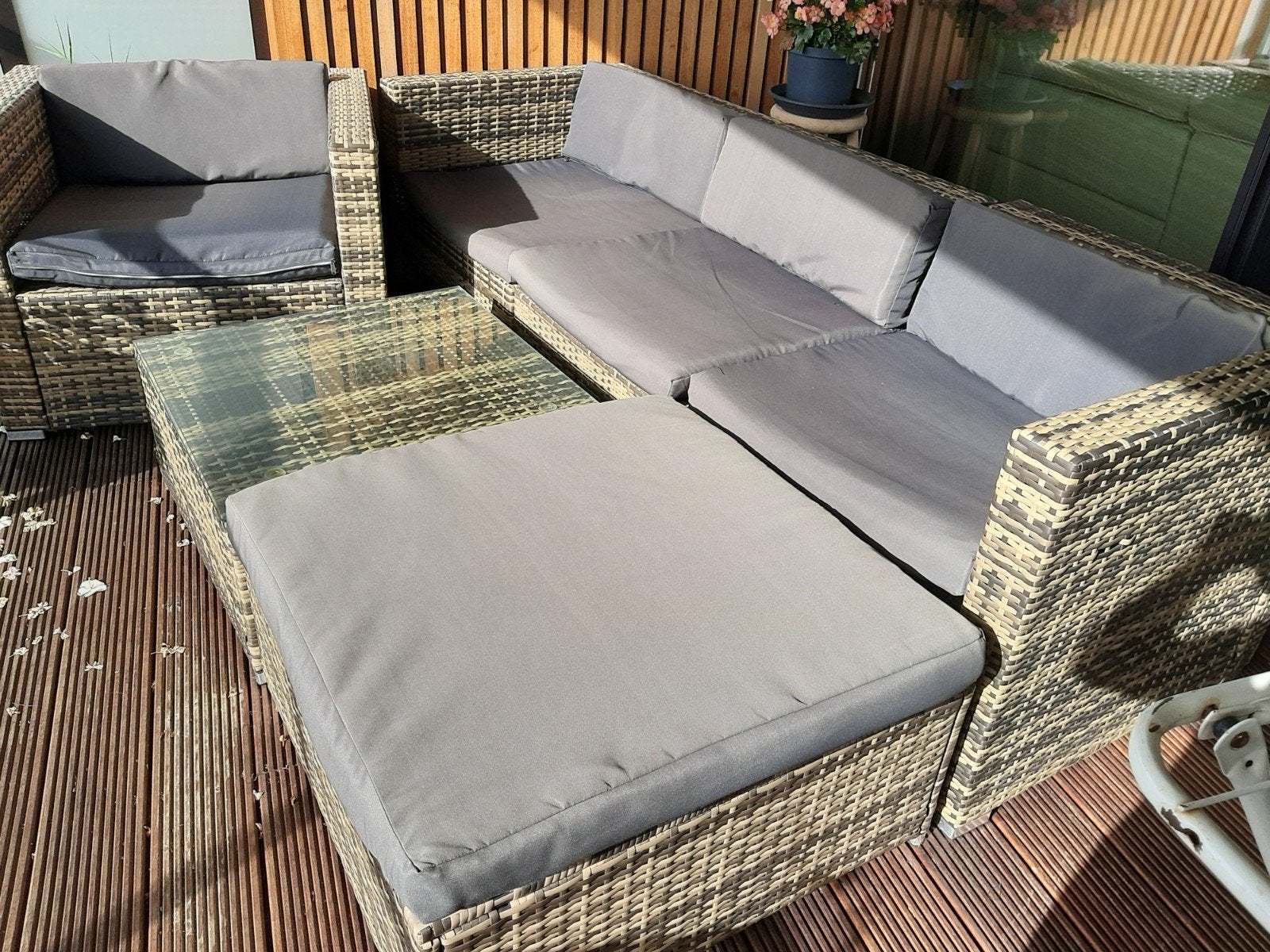 Loungsset grijse kussens, Enlèvement, Sets de jardin