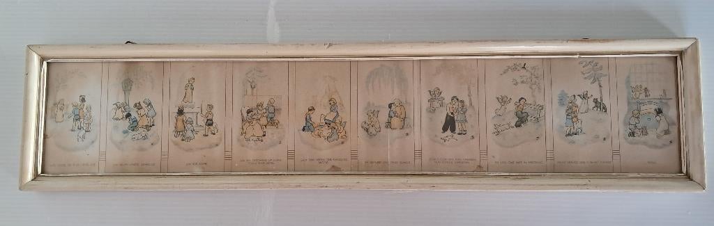Ingelijste plaatjes "Onze Vader" jaren '40-'50, Antiek en Kunst, Antiek | Religieuze voorwerpen, Ophalen of Verzenden