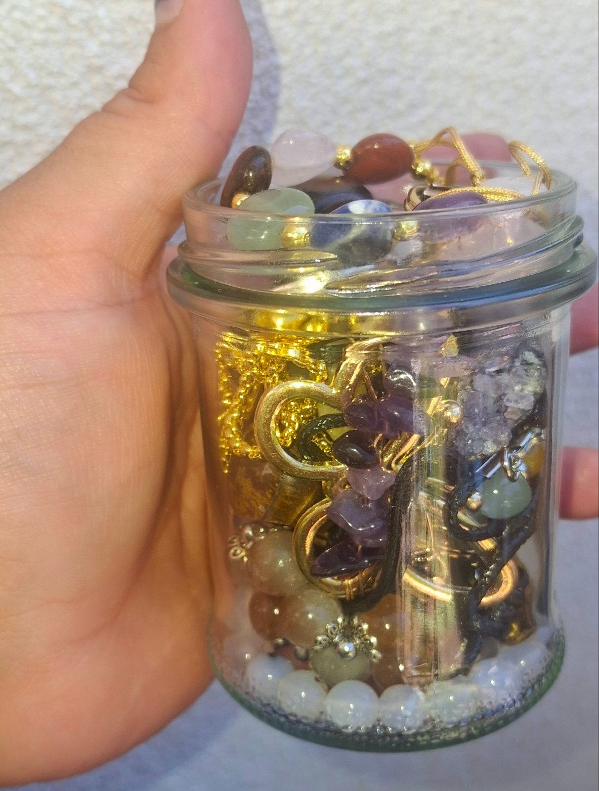 Jewelry Jar met echte edelstenen – unieke sieradenmix, Ophalen of Verzenden