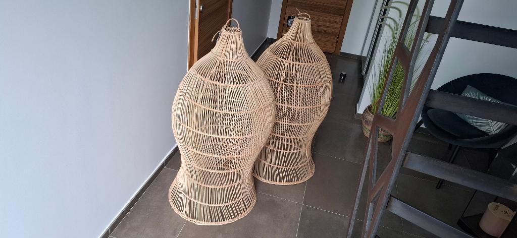 2 suspensions lampe de grande taille en osier, Enlèvement, Neuf, Autres matériaux, 75 cm ou plus