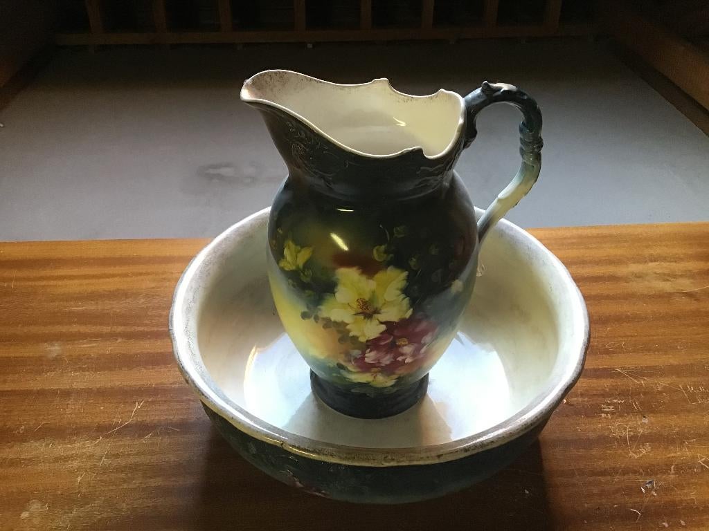 Antieke waterkan en waterkom, Antiek en Kunst, Ophalen