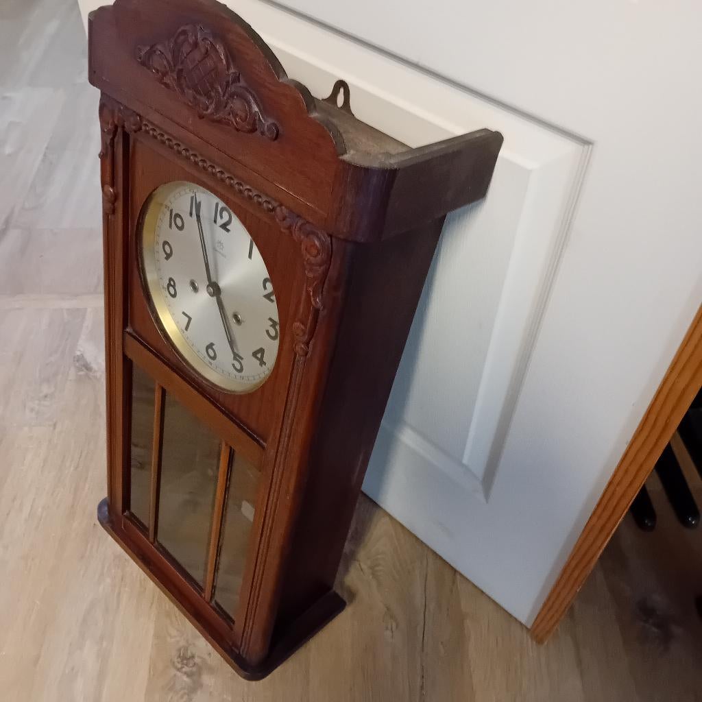 Antieken houten Junghaus klok, Antiek en Kunst, Ophalen