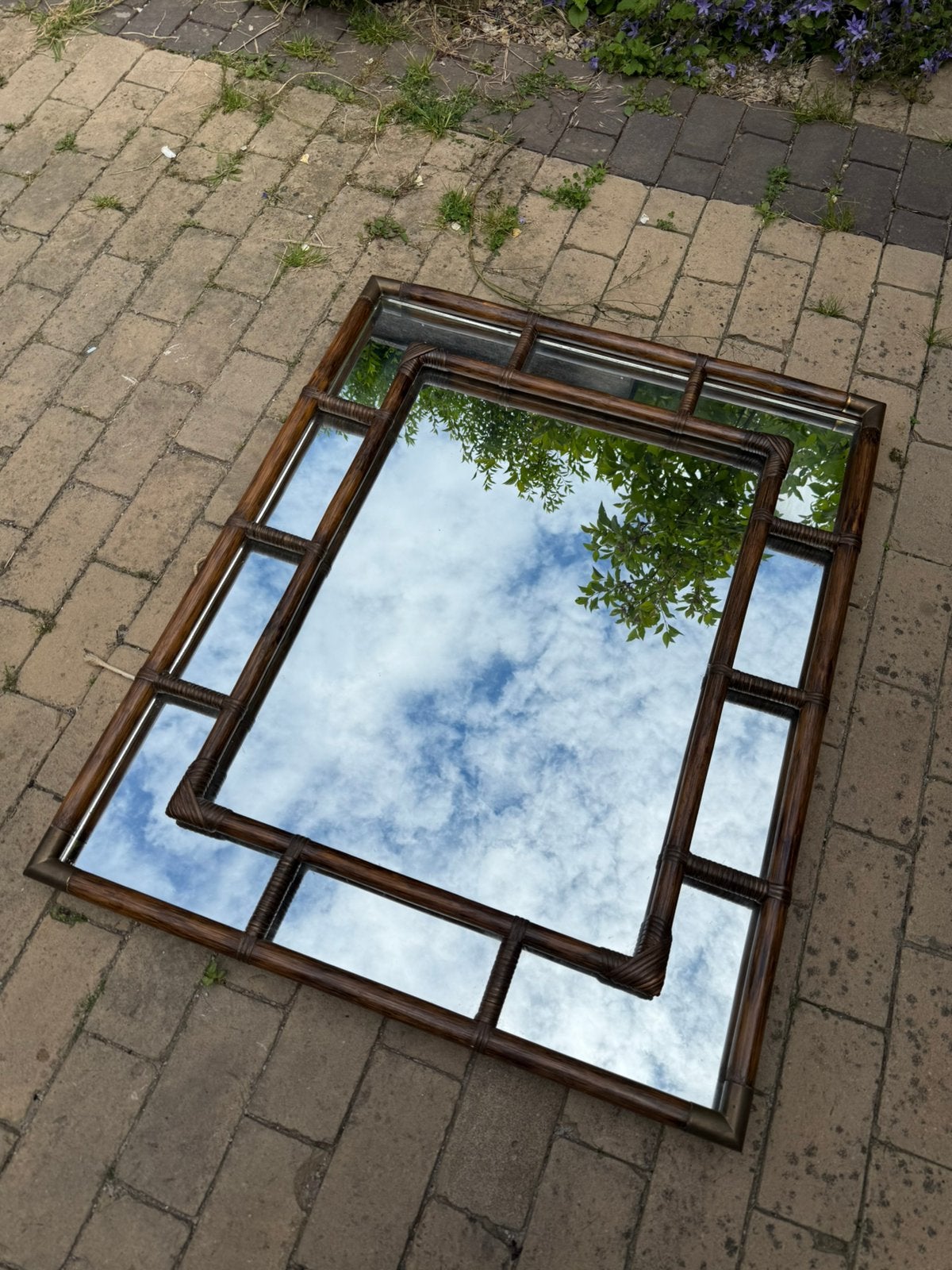 Magnifique Grand miroir en rotin, Enlèvement, Rectangulaire, 50 à 100 cm, 100 à 150 cm