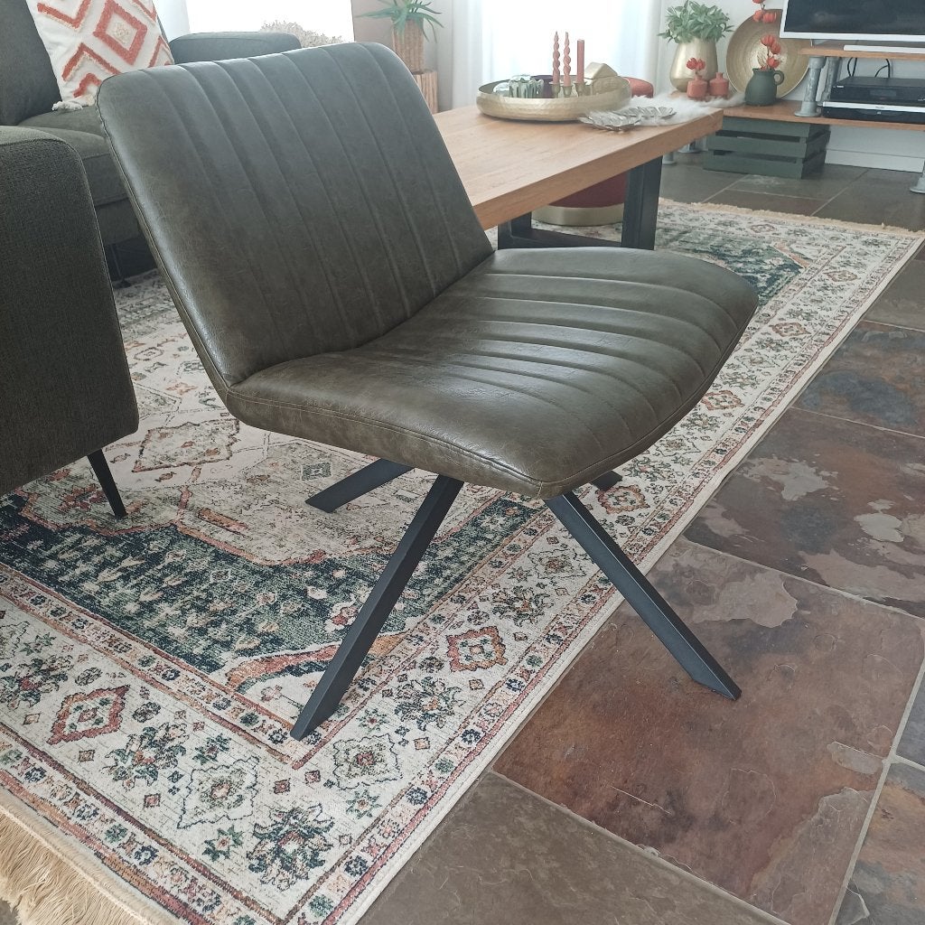 Olijfgroene hippe fauteuil, Huis en Inrichting, Ophalen, Kunststof