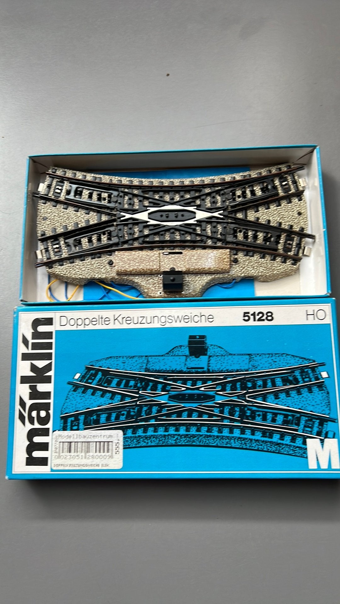 Marklin M Rail H0 5128 elektrische dubbel kruiswissel, Wisselstroom, Rails, Ophalen of Verzenden, Zo goed als nieuw