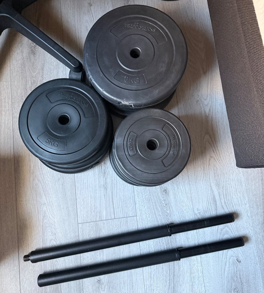 Gewichten, Sport en Fitness, Ophalen, Zo goed als nieuw, Benen, Halterset