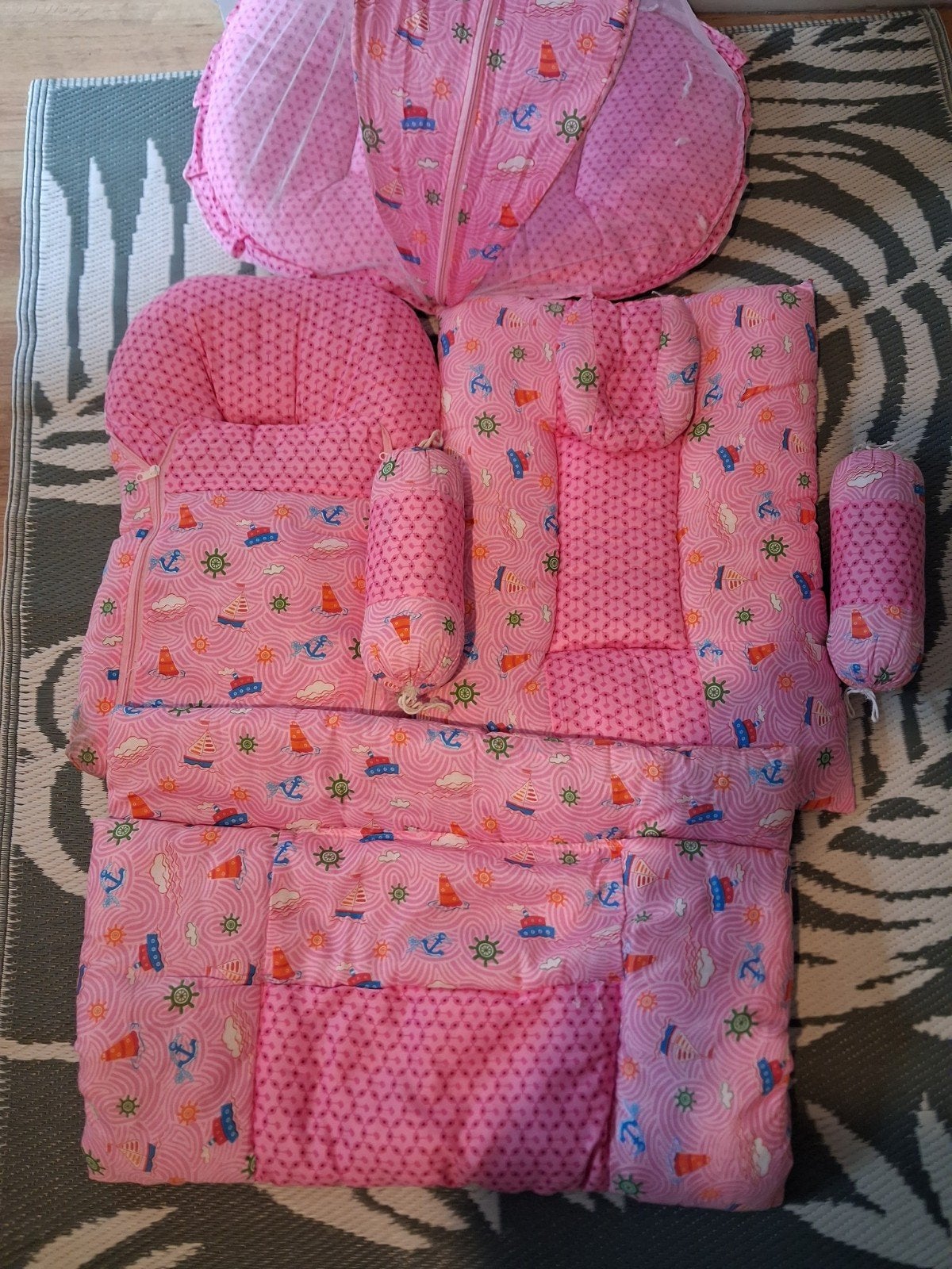 Ensemble Nid Bébé Rose 8 Pièces Coton 0-12 mois avec Moustiq, Enlèvement, Neuf