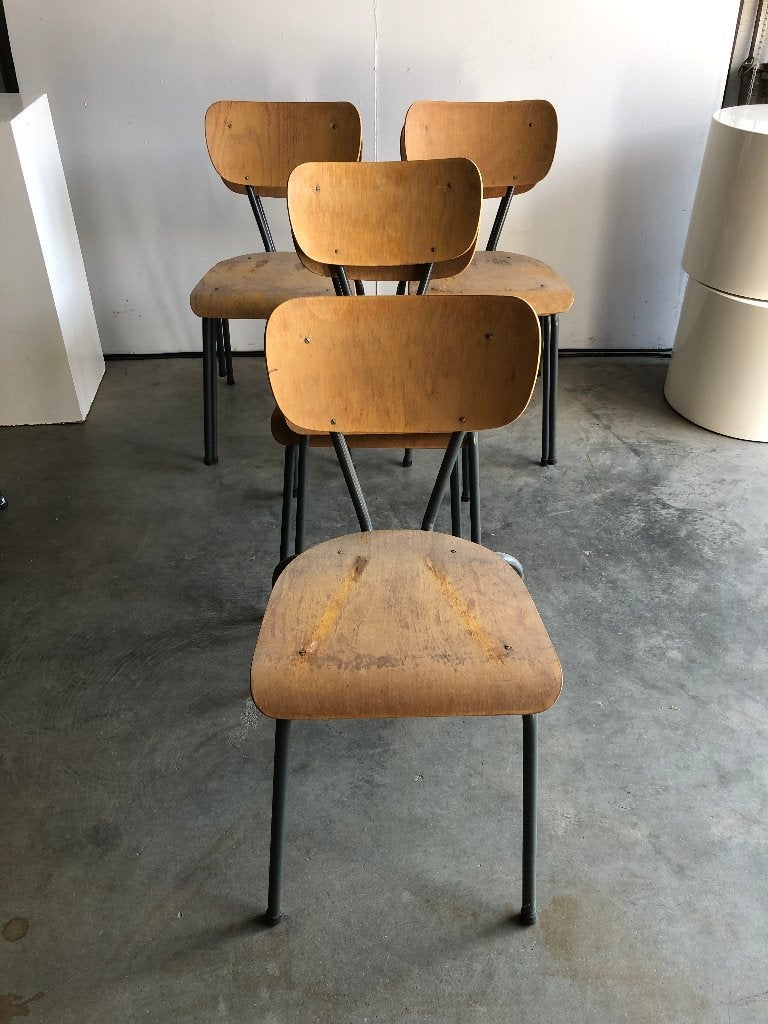 Vintage schoolstoelen (7), Ophalen, Gebruikt