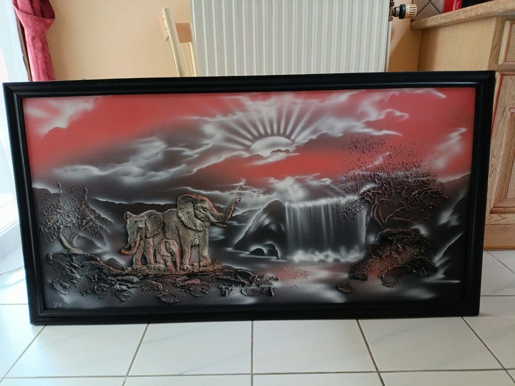 cadre deco éléphant, Ophalen, Gebruikt, Schilderijlijst, 130 cm
