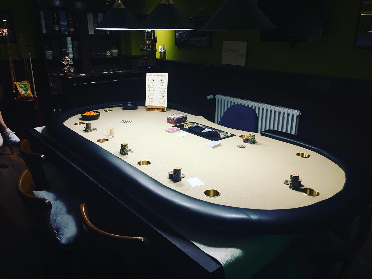 Poker tabletop pokertafel 9 spelers en dealer, Ophalen, Gebruikt