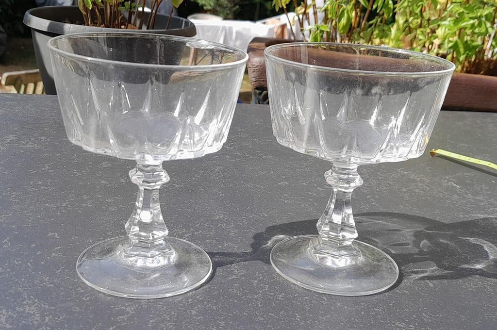 2 prachtige kristallen dessert glazen., Ophalen of Verzenden