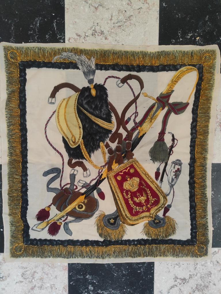 ancien foulard pure laine style napoleon, Ophalen of Verzenden