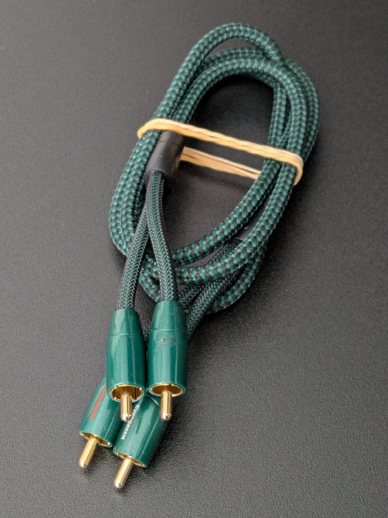 AudioQuest Evergreen RCA-RCA, 1 meter, long-grain-copper, Ophalen of Verzenden, Gebruikt, Minder dan 2 meter, Interlink-kabel
