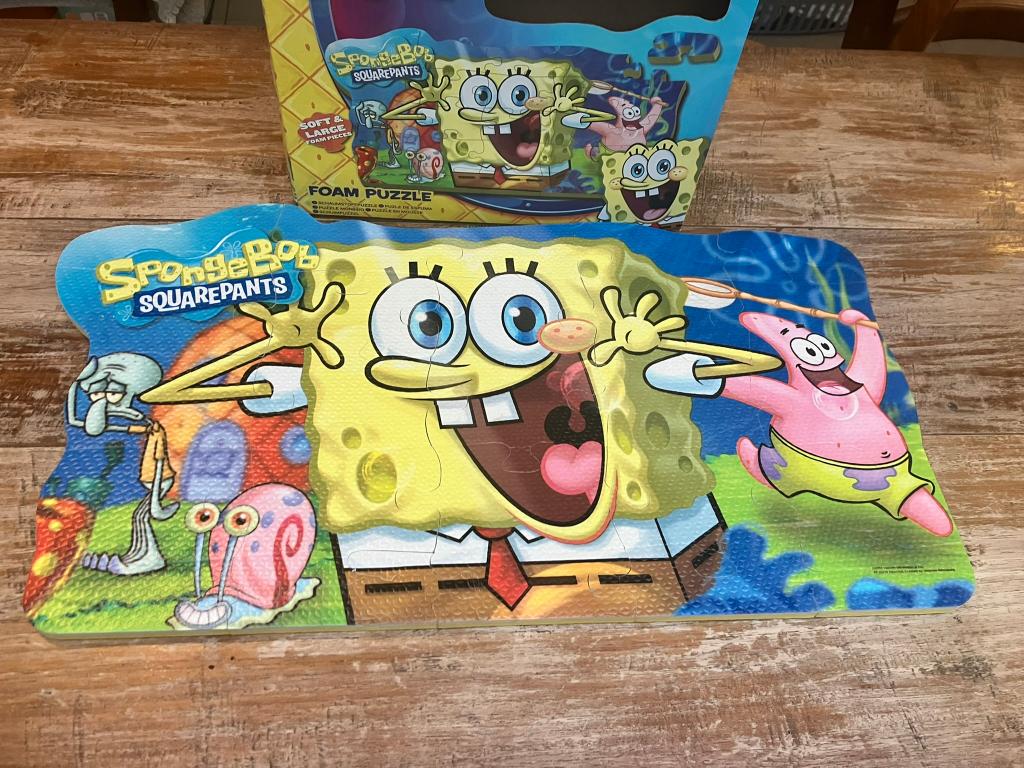 Spongebob - foam puzzel, Kinderen en Baby's, Ophalen of Verzenden, 10 tot 50 stukjes, Zo goed als nieuw, 2 tot 4 jaar