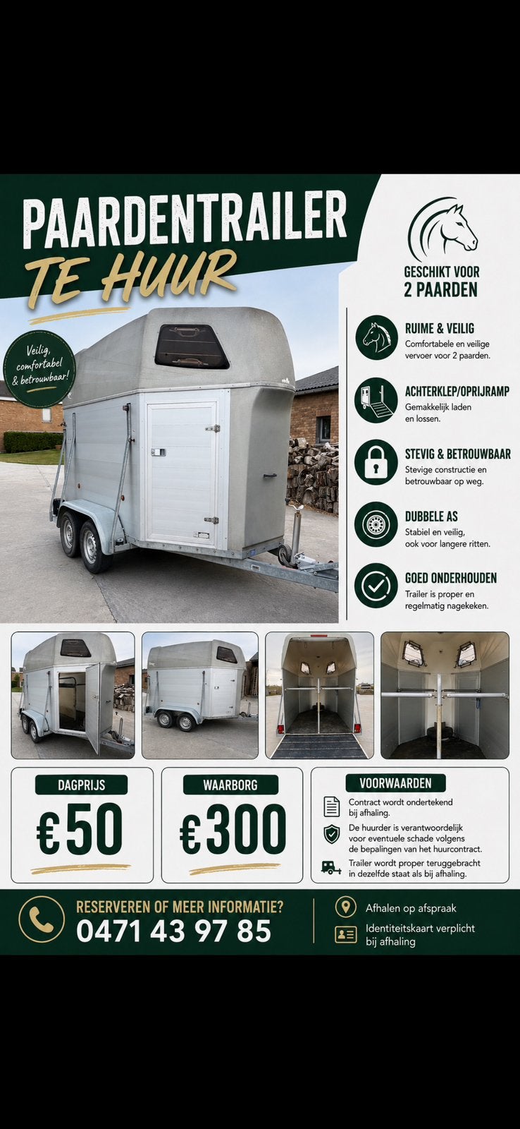 Vanne te huur Regio Oostende, Animaux & Accessoires, Chevaux & Poneys | Semi-remorques & Remorques, Enlèvement ou Envoi, Utilisé