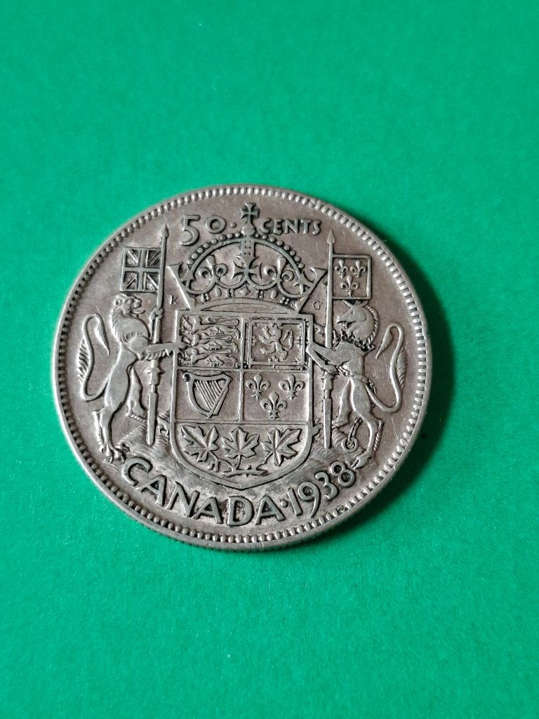 1938 Canada 50 cents in zilver George VI, zeldzaam, Postzegels en Munten, Munten | Amerika, Verzenden, Noord-Amerika, Losse munt