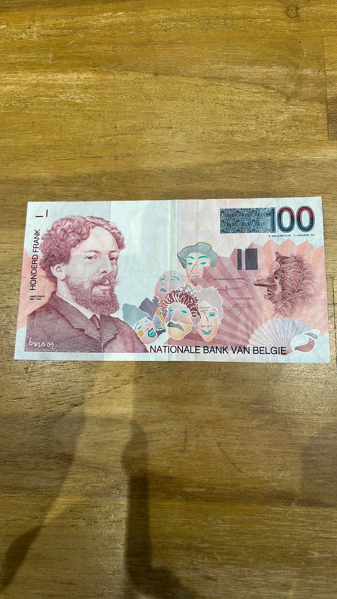 100 Francs Ensor in zeer goede staat, Postzegels en Munten, Ophalen of Verzenden
