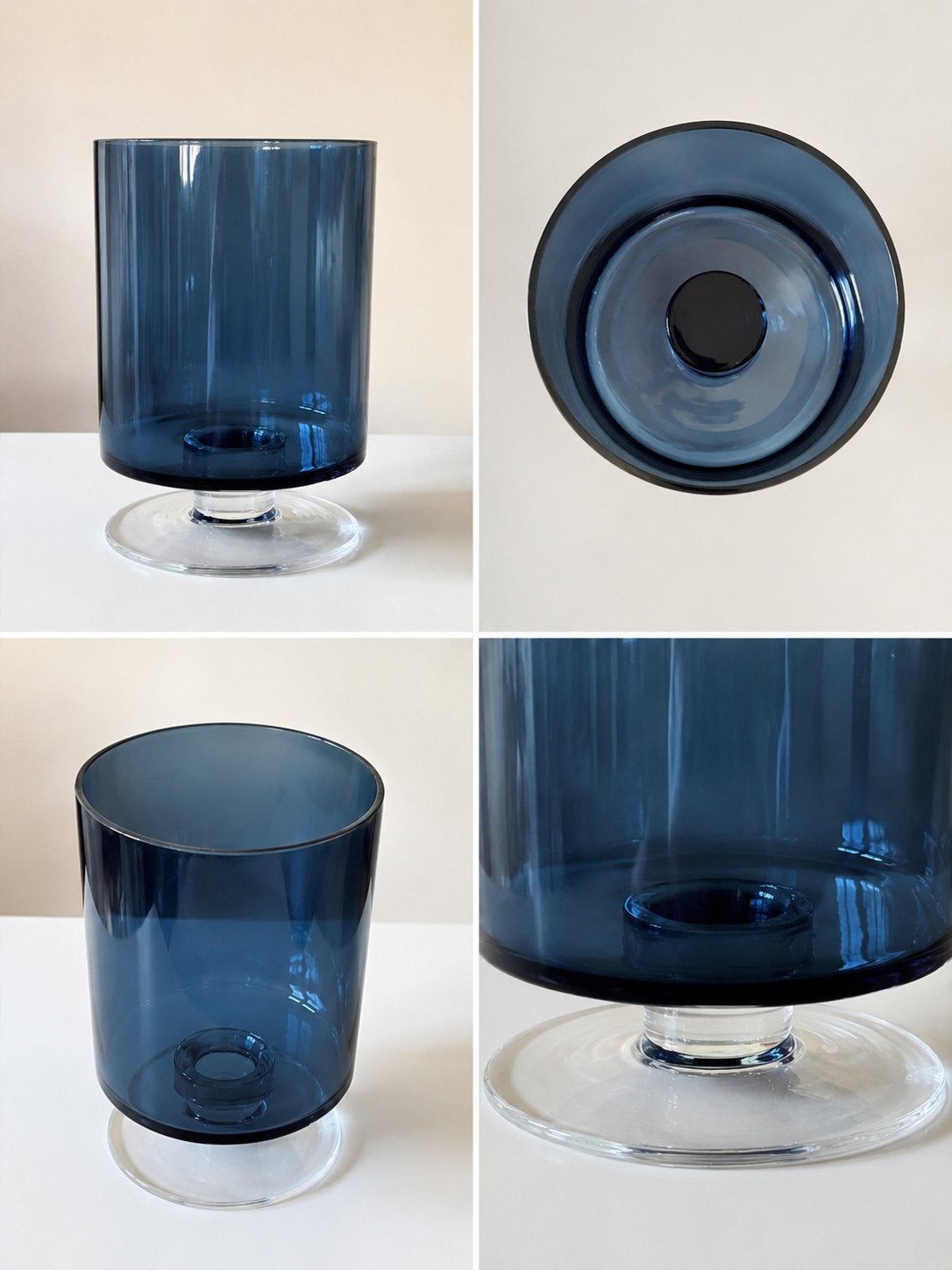 Vase vintage en verre bleu cobalt et chandelier en forme, Enlèvement ou Envoi, Comme neuf