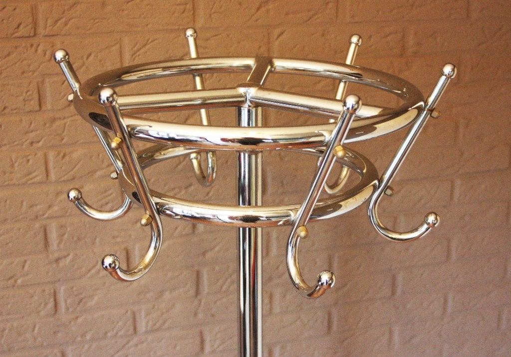 Tubbax Design Staande Kapstok Uit Chrome / Art Deco Stijl, Ophalen, Zo goed als nieuw, Metaal, Staande kapstok
