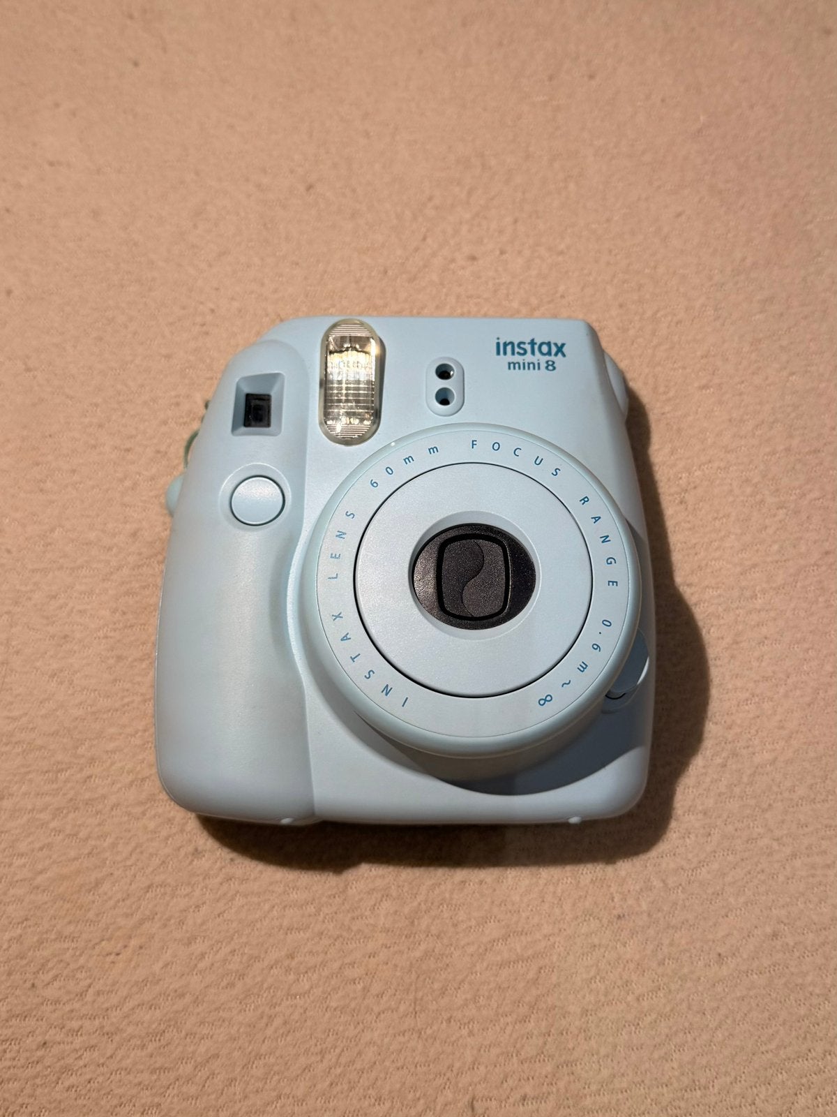 Fujifilm Instax Mini 8 lichtblauw + hoesje, Ophalen of Verzenden, Zo goed als nieuw