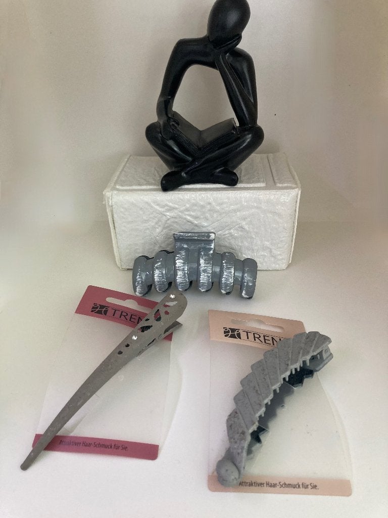 Lot de 3 pinces à cheveux grises - Neufs (non utilisés), Enlèvement ou Envoi, Neuf