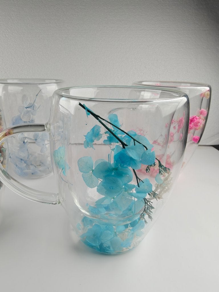Verres à double paroi avec de vraies fleurs, Enlèvement, Neuf, Autres types