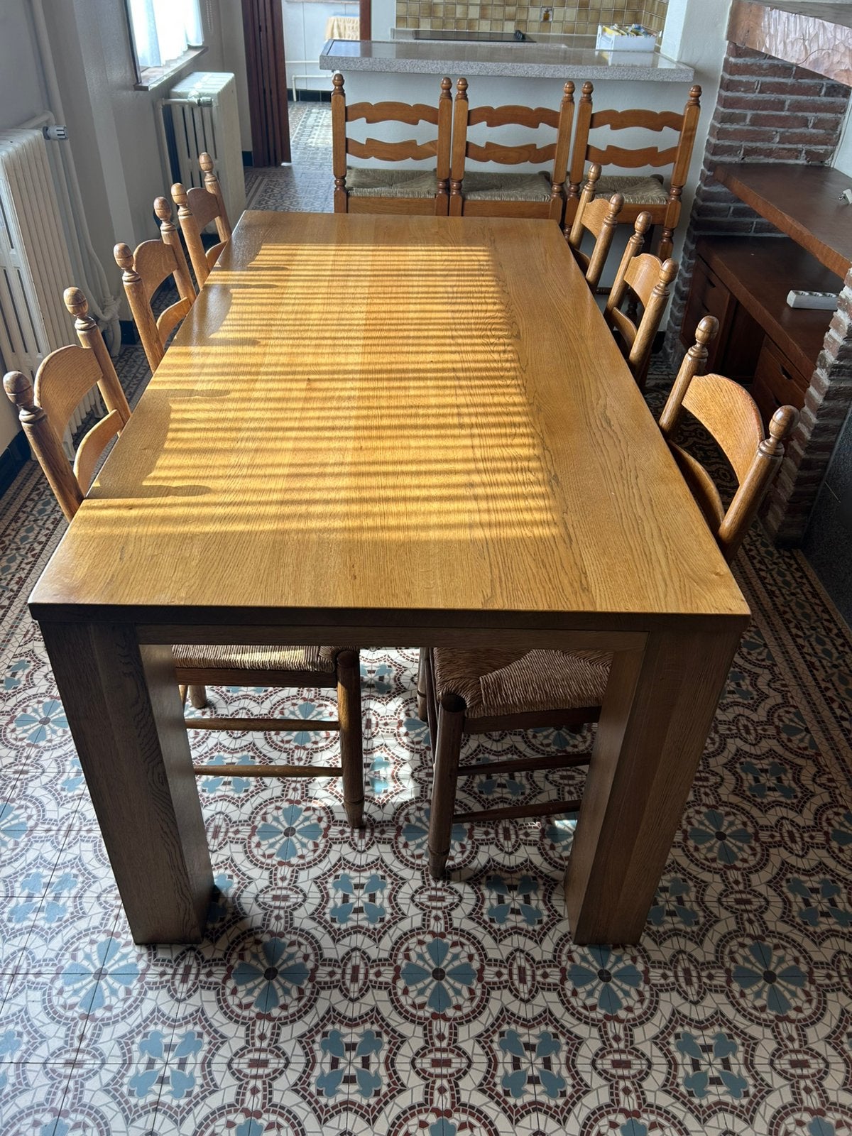 Tafel 90 cm / 180 cm met 6 stoelen, Huis en Inrichting, Tafels | Eettafels, Ophalen, Zo goed als nieuw