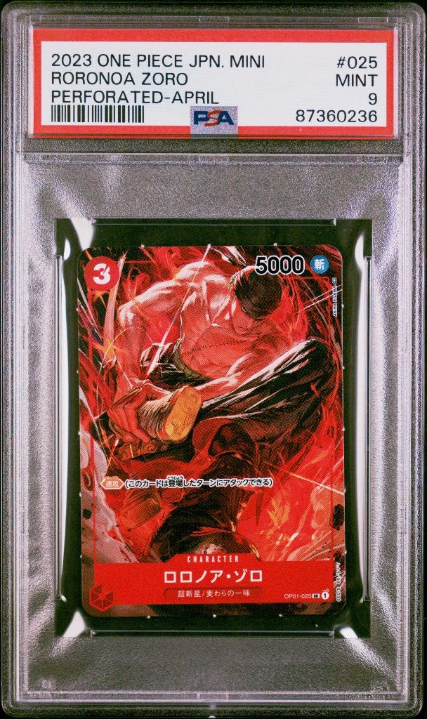 ONE PIECE JUMP MINI PROMO RORONOA ZORO PERFORATED PSA 9, Hobby & Loisirs créatifs, Jeux de cartes à collectionner | Pokémon, Neuf