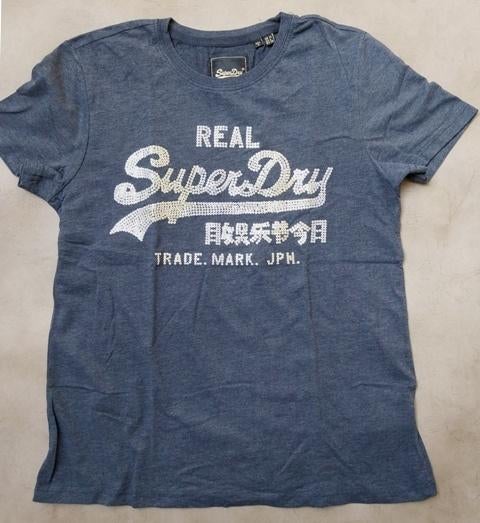T-shirt bleu foncé SuperDry à paillettes – taille 38, Vêtements | Femmes, T-shirts, Comme neuf, Taille 38/40 (M), Bleu, Manches courtes