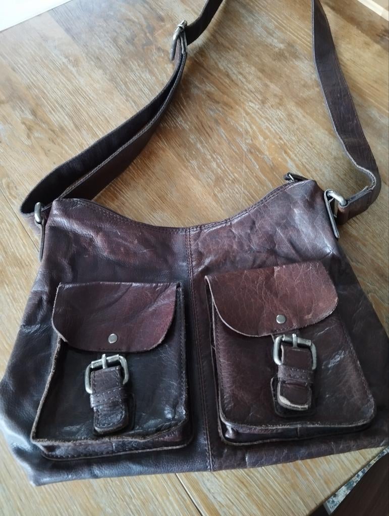 Bruine lederen handtas, Autres marques, Cuir, Brun, Enlèvement