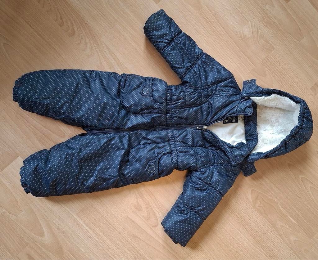 Combinaison de ski/neige taille 80 bleu foncé à pois blanc, Garçon ou Fille, Costume, Comme neuf, Enlèvement