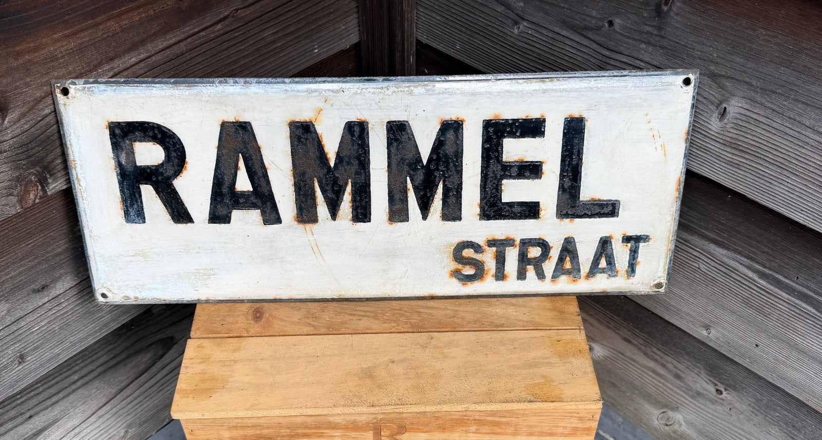 Emaille bord Rammel Straat, Verzamelen, Ophalen of Verzenden, Zo goed als nieuw