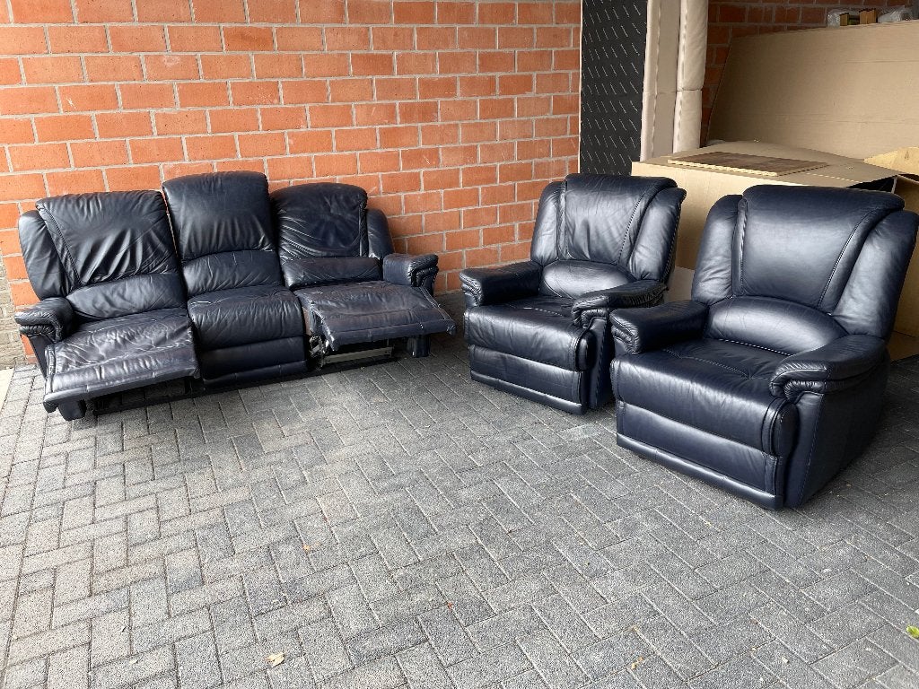Leder salon met relaxen / zeer goede staat, Huis en Inrichting, Ophalen, Zo goed als nieuw, Leer