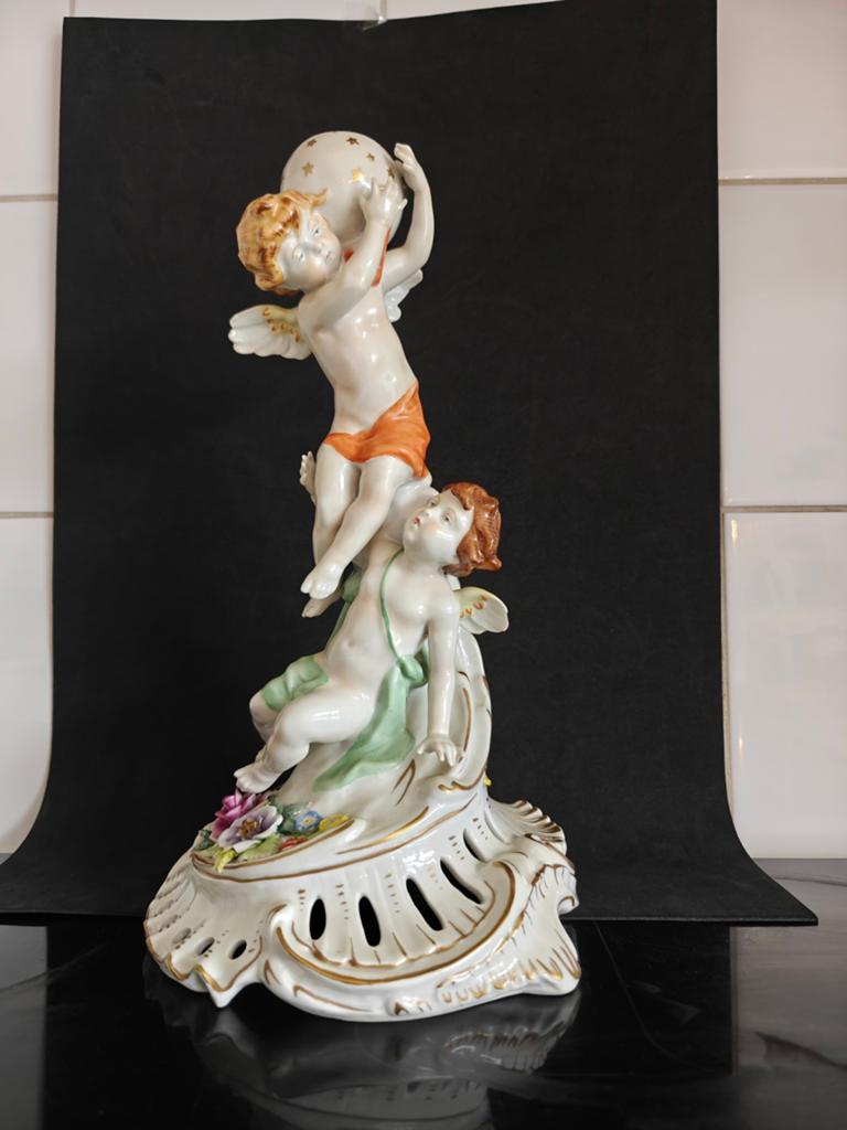 Obtenir. Assiette, porcelaine de Saxe, 35 cm, anges avec bou, Antiquités & Art, Enlèvement