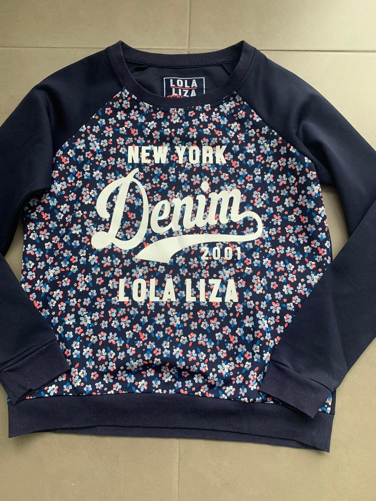 Bloemen sweater lola & liza medium, Enlèvement ou Envoi, Comme neuf, Taille 38/40 (M), Bleu