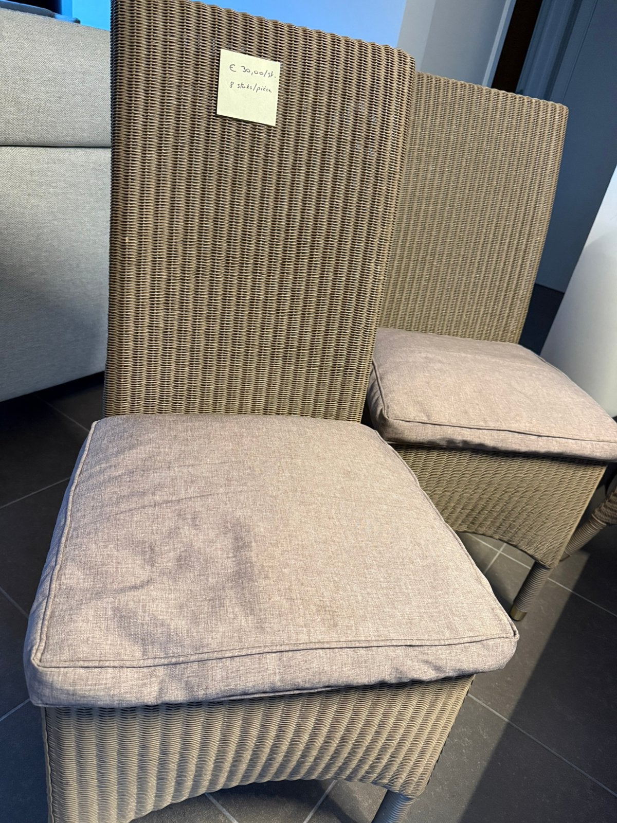 8 Stoelen met kussen, Autres couleurs, Landelijk, Enlèvement, Autres matériaux