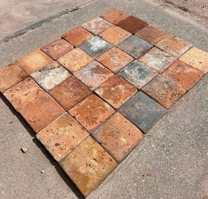 Oude Franse estriken plavuizen pracht nuance 15x15 80M2, Doe-het-zelf en Bouw, Ophalen, Gebruikt, Steen of Klei, Minder dan 50 cm