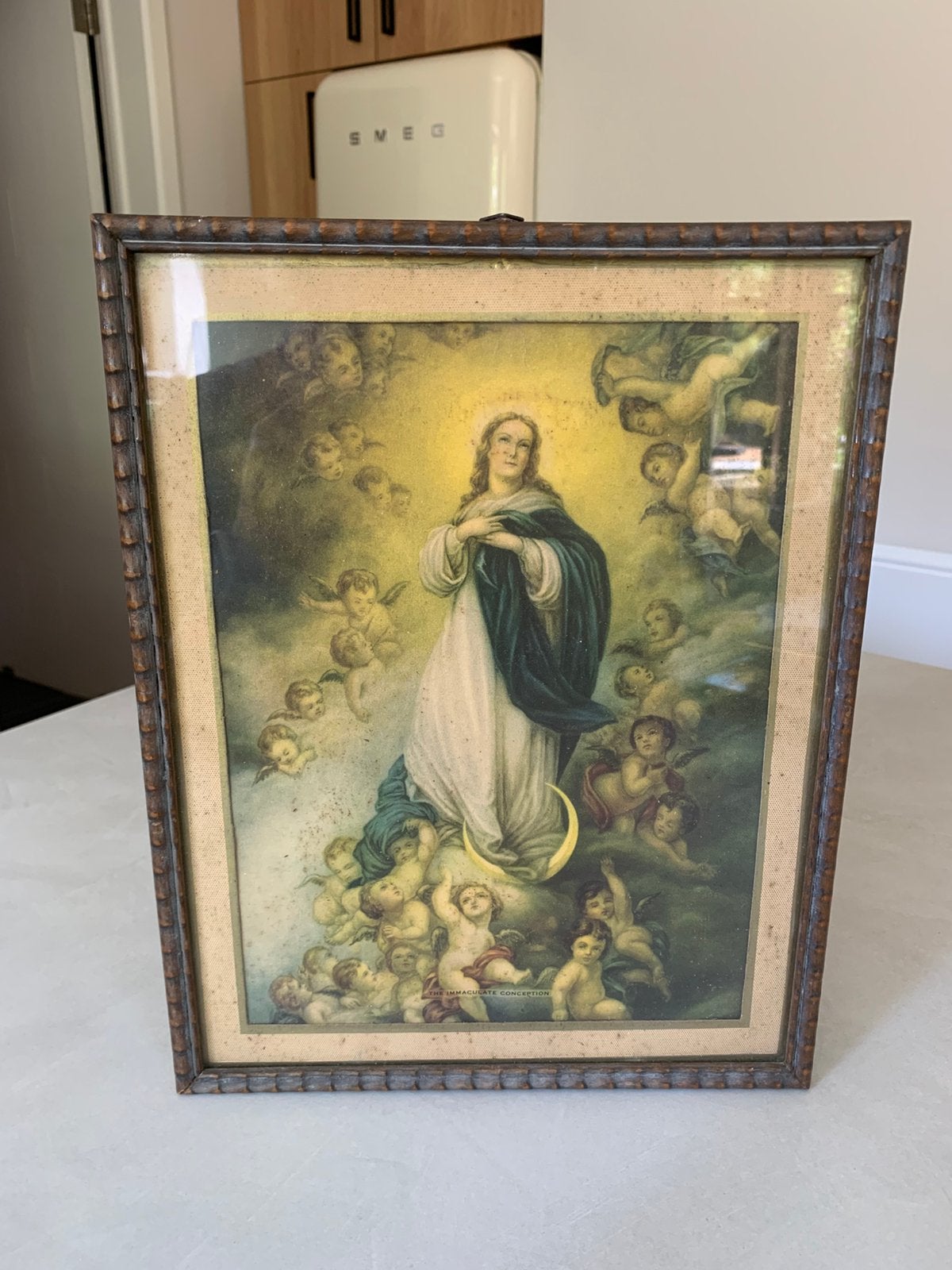 Impression ancienne L'Immaculée Conception » d'après Murillo, Enlèvement ou Envoi