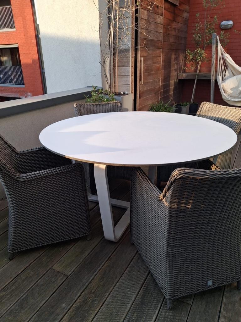 Prachtige ronde terras tafel, Ophalen, Gebruikt, Rond, Aluminium