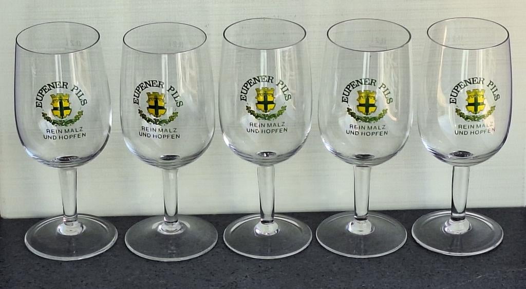5 beaux anciens verre à bière Eupener Pils brasserie d'Eupen, Collections, Enlèvement ou Envoi, Comme neuf, Verre ou Verres, Autres marques