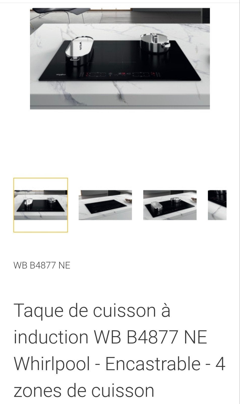 Taque induction 77cm WHIRLPOOL Neuve, Enlèvement, Neuf