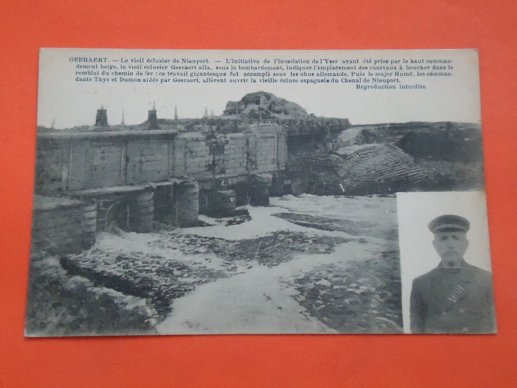 Oorlog 1914 - 1918 Geeraert Le vlielt éclusier de Nieuwport, Verzamelen, Ophalen of Verzenden, 1920 tot 1940, Gelopen, West-Vlaanderen