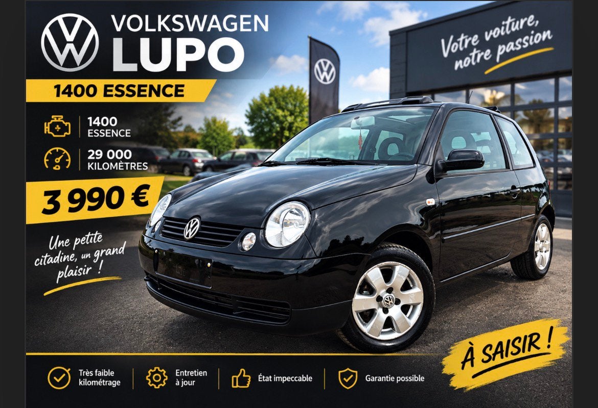 Prete a immatriculer Vw Lupo 1.4ess 29000km!!!, Autos, Achat, Boîte manuelle, Entretenue par le concessionnaire, Noir