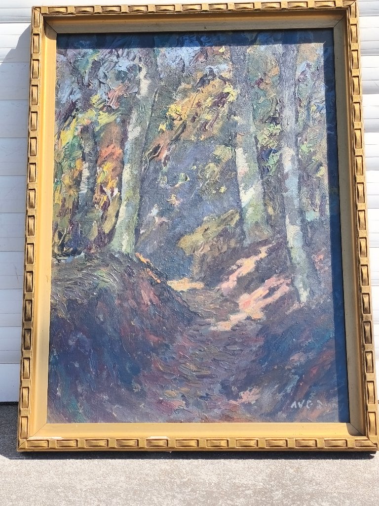 Huile sur panneau sous bois signe auguste donnay, Antiquités & Art, Enlèvement, Panneau