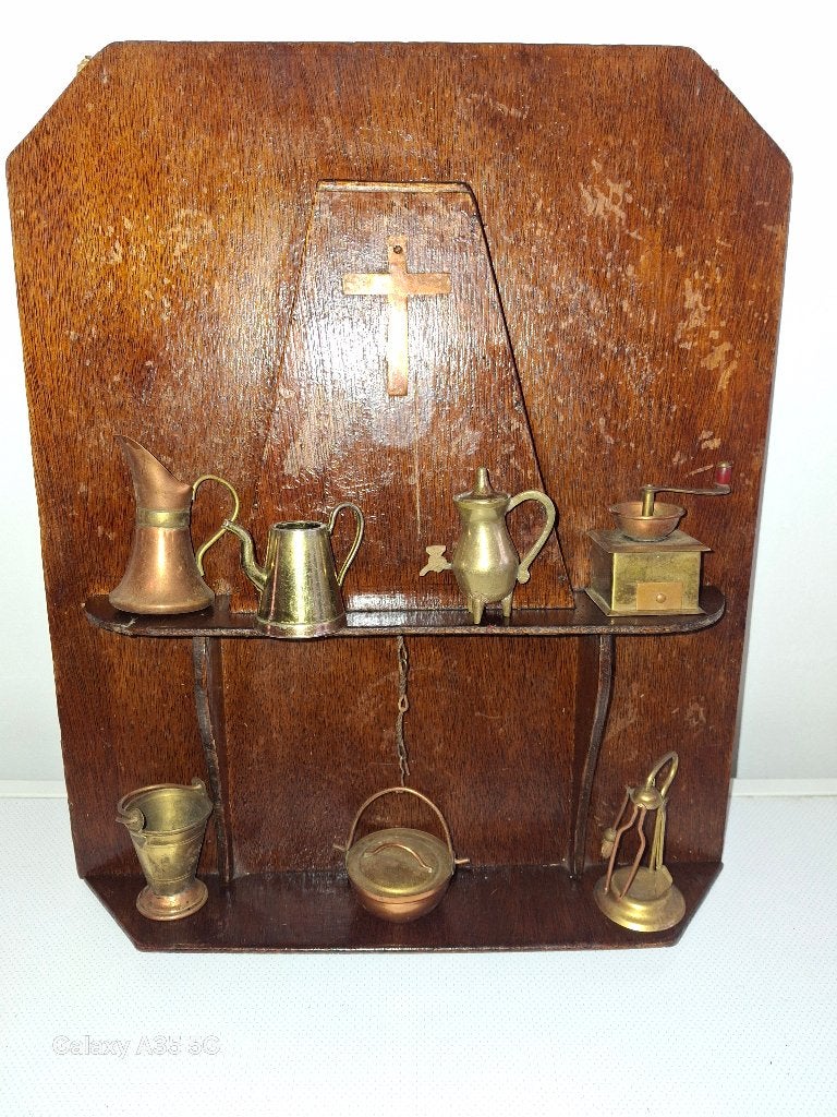 miniatuur koperen poppenhuis keukendisplay, Ophalen of Verzenden, Koper