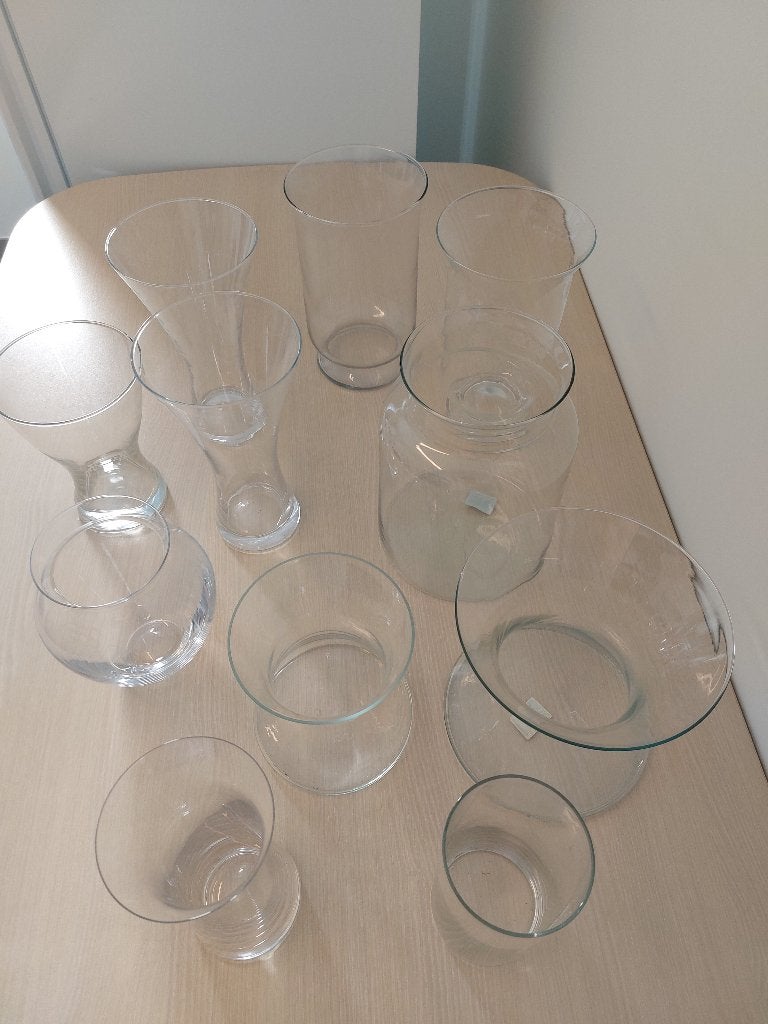 11 Vazen / kaarshouders, Enlèvement, Utilisé, Verre