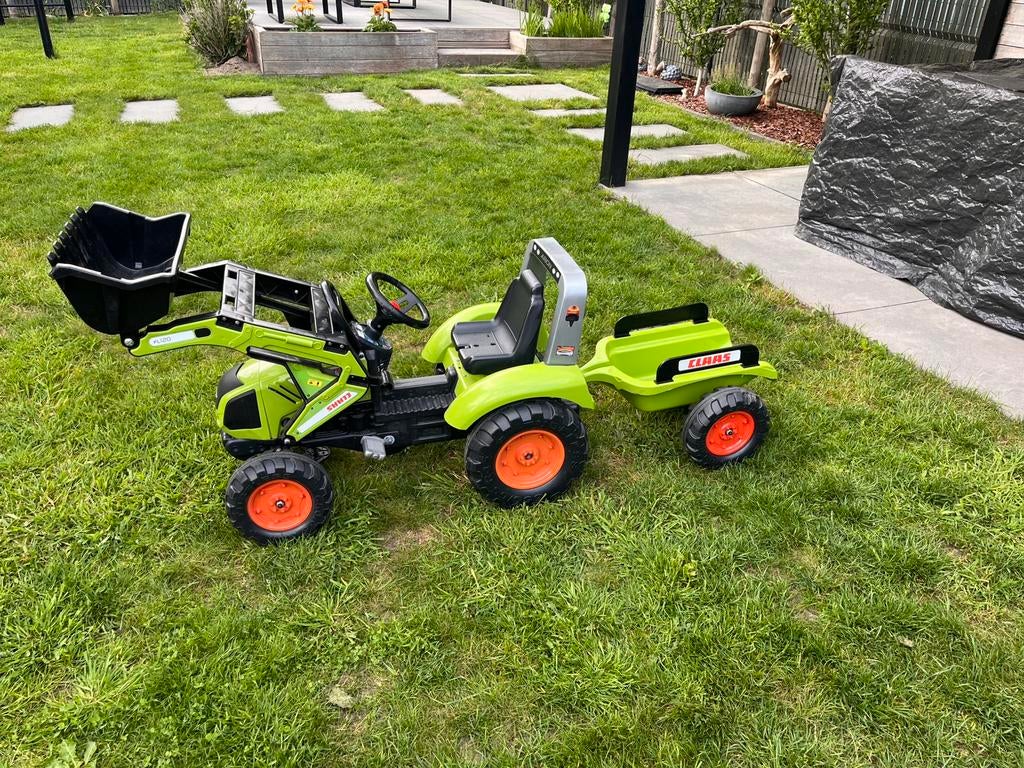 Tractor met schepbak en aanhangwagen, Kinderen en Baby's, Speelgoed |Speelgoedvoertuigen, Ophalen, Gebruikt