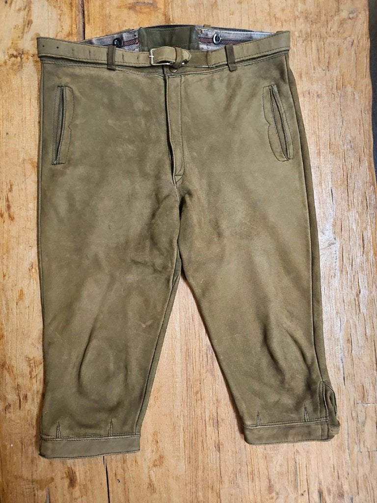 Echte lederhosen khaki, Enlèvement ou Envoi, Porté, Taille 48/50 (M), Djt