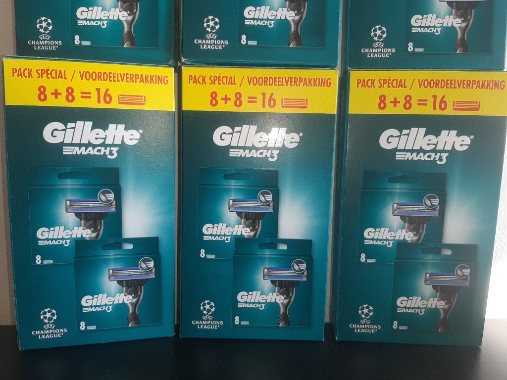 Gillette Mach3 pak 16 mesjes, Ophalen of Verzenden, Nieuw, Gehele gezicht, Verzorging